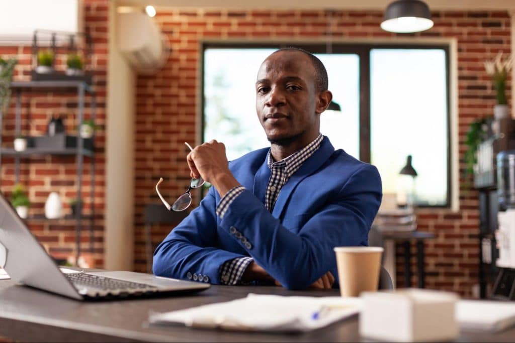 confident man in office