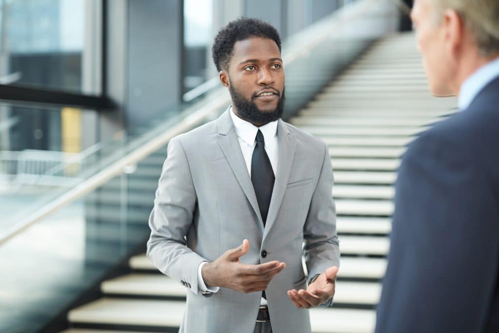 Attorney discussing business